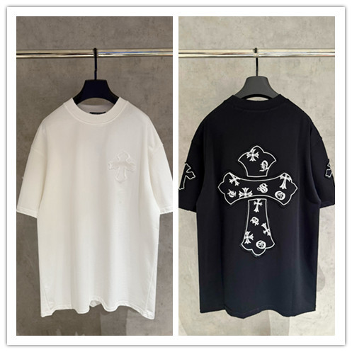Chrome Hearts Fashion UV Color Change Embroidered Round Neck T-shirt Unisex Casual Versatile Short Sleeve