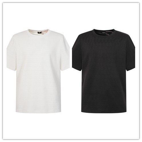 Fendi Classic Full Logo Jacquard Short Sleeve Couple's Casual Versatile T-shirt