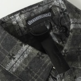 Chrome Hearts High Street Full Cross Printed Checkered Shirt Casual Long Sleeve Shirt Jacket
