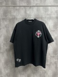 Chrome Hearts 26SS Hip Hop Embroidered Skeleton Hand Cross T-shirt Unisex Casual Versatile Short Sleeve