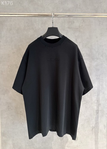 Balenciaga Fashion Patch Embroidered Round Neck T-shirt Unisex Casual Versatile Short Sleeve