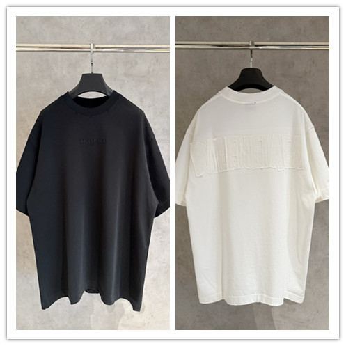 Balenciaga Fashion Patch Embroidered Round Neck T-shirt Unisex Casual Versatile Short Sleeve