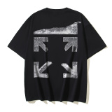 Off White Fashion Cloud Steel Plate Arrow Printed Short Sleeve Unisex Casual Versatile T-shirt