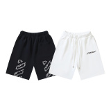 Off White Fashion Letter Slant Stripe Printed Shorts Unisex Casual Versatile Sports Pants
