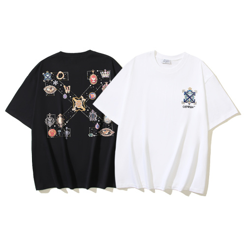 Off White Fashion Jewelry Arrows Printed Short Sleeve Unisex Casual Versatile T-shirt