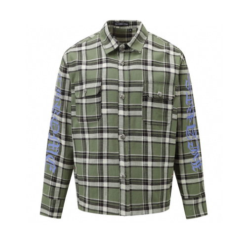 Chrome Hearts High Street Plaid Shirt Casual Oversize Long Sleeve Shirt Jacket