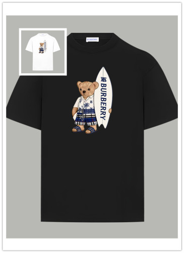 Burberry Fashion Limited Edition Animated Bear Printed Short Sleeve Unisex Casual Oversize T-shirt
