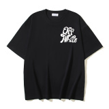 Off White Fashionable Foam Letter Logo Printed Short Sleeve Unisex Casual Versatile T-shirt