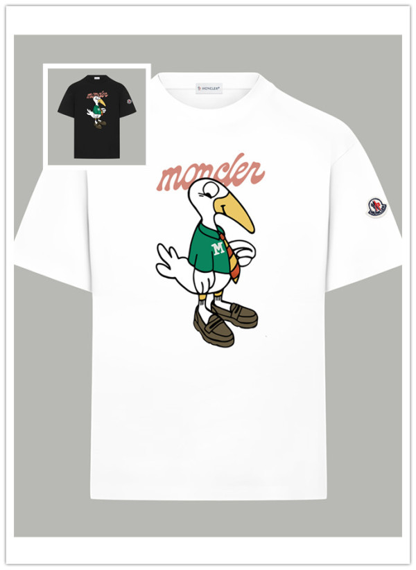 Moncler Fashion Cartoon Logo Printed Short Sleeve Unisex Casual Versatile T-shirt