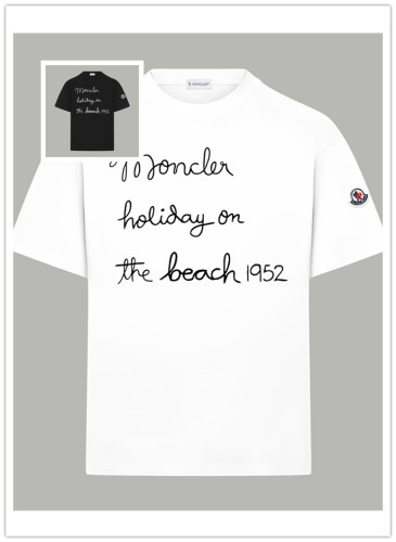 Moncler Classic Art Style Letter Printed Short Sleeve Unisex Casual Versatile T-shirt