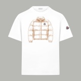 Moncler Fashion Down Jacket Printed Short Sleeve Unisex Casual Versatile T-shirt