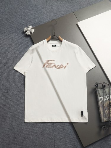 Fendi Fashion Embroidered Logo Short Sleeve Unisex Casual Versatile T-shirt