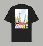 Burberry Fashion Limited Edition Painting Short Sleeve Unisex Casual Oversize T-shirt