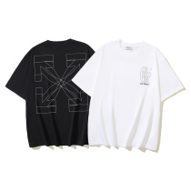 Off White Fashion Big Double Arrow Printed Short Sleeve Unisex Casual Versatile T-shirt Off White Fashion Big Double Arrow Printed Short Sleeve Unisex Casual Versatile T-shirt