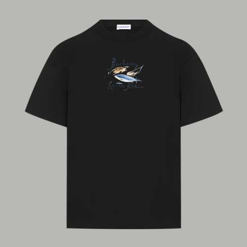 Burberry 26SS Fashion Feather Printed Short Sleeve Unisex Casual Oversize T-shirt