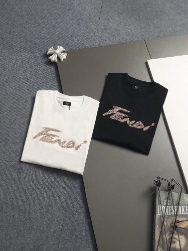 Fendi Fashion Embroidered Logo Short Sleeve Unisex Casual Versatile T-shirt