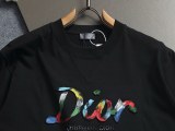 Dior Fashion Color Hand Drawn Logo Short Sleeve Unisex Casual Versatile T-shirt