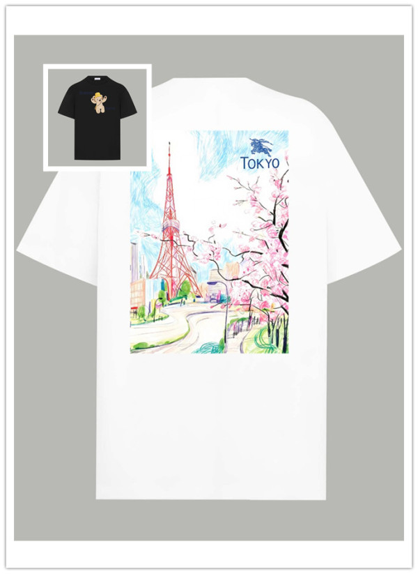 Burberry Fashion Limited Edition Painting Short Sleeve Unisex Casual Oversize T-shirt