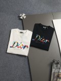 Dior Fashion Color Hand Drawn Logo Short Sleeve Unisex Casual Versatile T-shirt