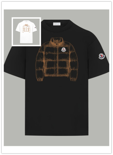 Moncler Fashion Down Jacket Printed Short Sleeve Unisex Casual Versatile T-shirt