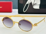 Cartier Fashion Retro Elliptical Metal Frame Sunglasses Versatile Glasses Size: 55-21-145