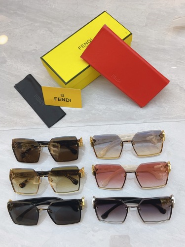 Fendi Fashion Square Frameless Sunglasses Versatile Glasses Size: 62-16-140