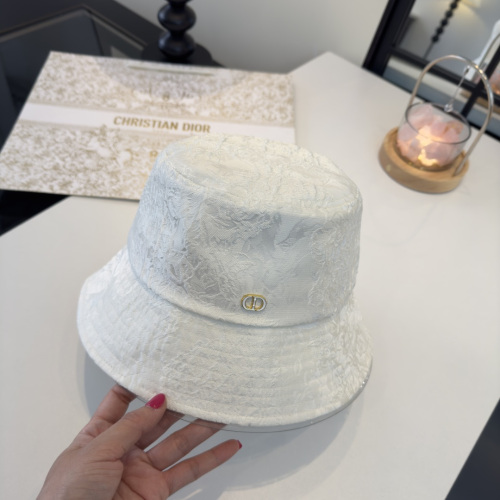 Dior Fashion Full Jacquard Elegant Fisherman's Hat Versatile Sunshade Hat 57CM