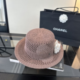 Chanel Women's Fashion Knitted Hollow Top Hat Versatile Sunshade Hat 57 CM