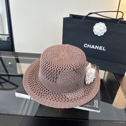 Chanel Women's Fashion Knitted Hollow Top Hat Versatile Sunshade Hat 57 CM