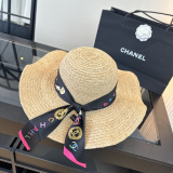 Chanel Women's Fashion Straw Hat Versatile Wave Edge Sunshade Hat 57 CM