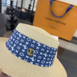 Louis Vuitton Fashion Logo Flat Top Hat Versatile Sunshade Hat 57 CM