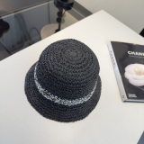 Chanel New Fashion Splicing Straw Hat Versatile Sunshade Hat