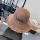 Gucci Fashion Embroidered Logo Folding Straw Hat Versatile Sunshade Hat 57CM