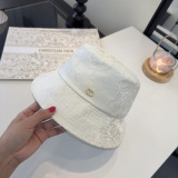 Dior Fashion Full Jacquard Elegant Fisherman's Hat Versatile Sunshade Hat 57CM