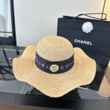 Chanel Women's Fashion Straw Hat Versatile Wave Edge Sunshade Hat 57 CM