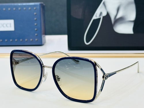 Gucci Fashion Retro Large Frame Sunglasses Versatile Glasses Size: 56-19-140