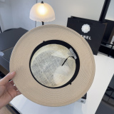 Chanel New Fashion Pearl Flat Top Hat Sunshade Hat 57 CM