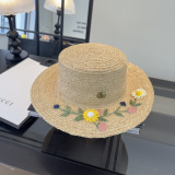Gucci Fashion 3D Flower Lafite Grass Hat Versatile Sunshade Hat 57 CM