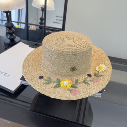 Gucci Fashion 3D Flower Lafite Grass Hat Versatile Sunshade Hat 57 CM