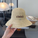 Gucci Fashion Embroidered Logo Folding Straw Hat Versatile Sunshade Hat 57CM