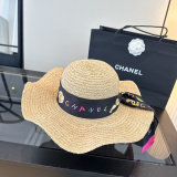 Chanel Women's Fashion Straw Hat Versatile Wave Edge Sunshade Hat 57 CM