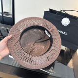 Chanel Women's Fashion Knitted Hollow Top Hat Versatile Sunshade Hat 57 CM
