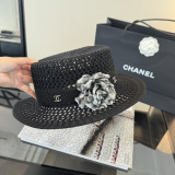 Chanel Women's Fashion Knitted Hollow Top Hat Versatile Sunshade Hat 57 CM