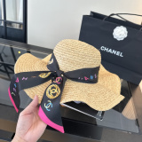 Chanel Women's Fashion Straw Hat Versatile Wave Edge Sunshade Hat 57 CM