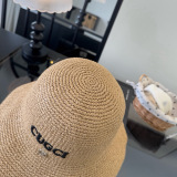 Gucci Fashion Embroidered Logo Folding Straw Hat Versatile Sunshade Hat 57CM