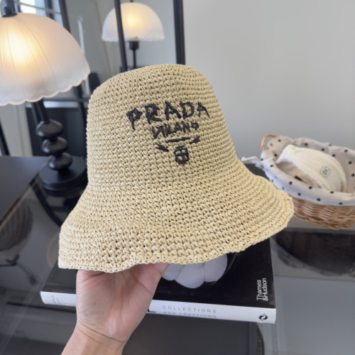Prada Classic Logo Folding Straw Hat Versatile Sunshade Cap 57CM