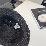 Chanel New Fashion Splicing Straw Hat Versatile Sunshade Hat