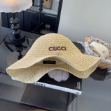 Gucci Fashion Embroidered Logo Folding Straw Hat Versatile Sunshade Hat 57CM