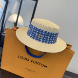 Louis Vuitton Fashion Logo Flat Top Hat Versatile Sunshade Hat 57 CM