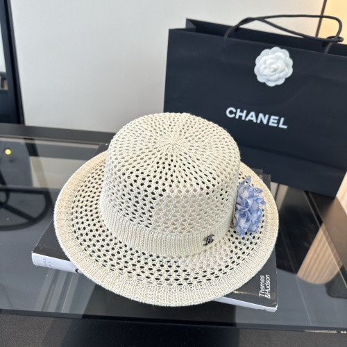 Chanel Women's Fashion Knitted Hollow Top Hat Versatile Sunshade Hat 57 CM